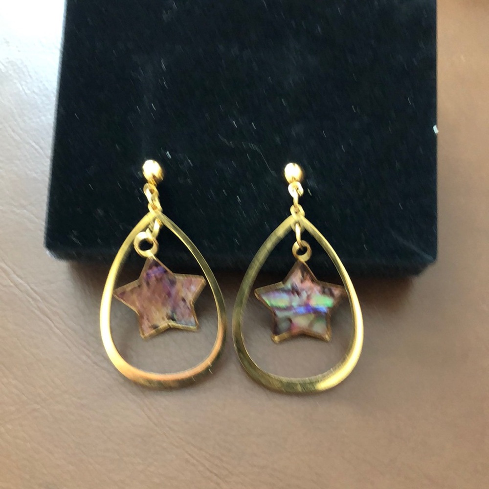 Gold Star Drop Earrings